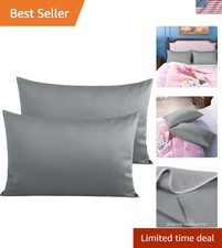 Elegant Dark Grey Egyptian Cotton Sateen Pillowcases Set of 2 for a Chic Bedroom