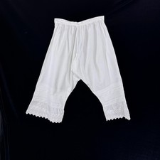 Antique True Victorian White Cotton Pantaloons Bloomers Open Crotch Sm Flaws