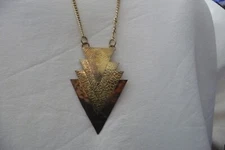 ZAD SIGNED GOLD TONE PENDANT ON GOLD TONE CHAIN  NECKLACE #2/26A