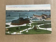 Postcard New York City NY NYC Aquarium Battery Park Harbor Ships Vintage c1910