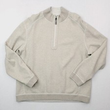Tommy Bahama Sweater Mens XXL Cream Beige Quarter Zip Pullover Reversible