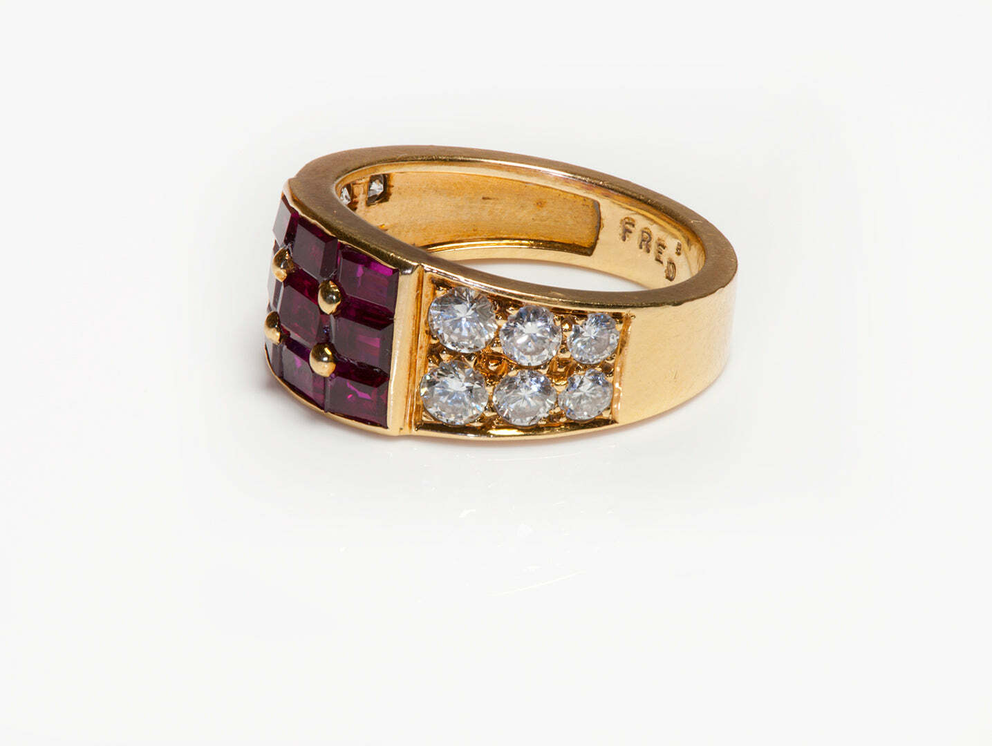 Fred Paris Gold Ruby Diamond Ring - image 2