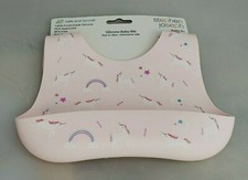 Unicorns Silicone Bib w/Crumb Catcher Light Pink Stephen Baby All Over PrintGirl