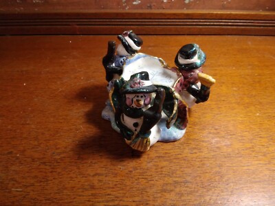 Blue Sky Heather Goldminc Snowman Snowmen Trio w Brooms Tea Light Candle Holder