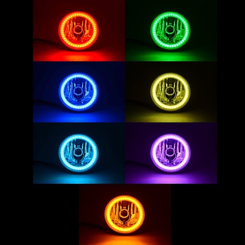 7" Motorcycle Bluetooth RGB SMD LED Color Chasing Halo Angel Eye H4 Headlight EA - Picture 5 of 12