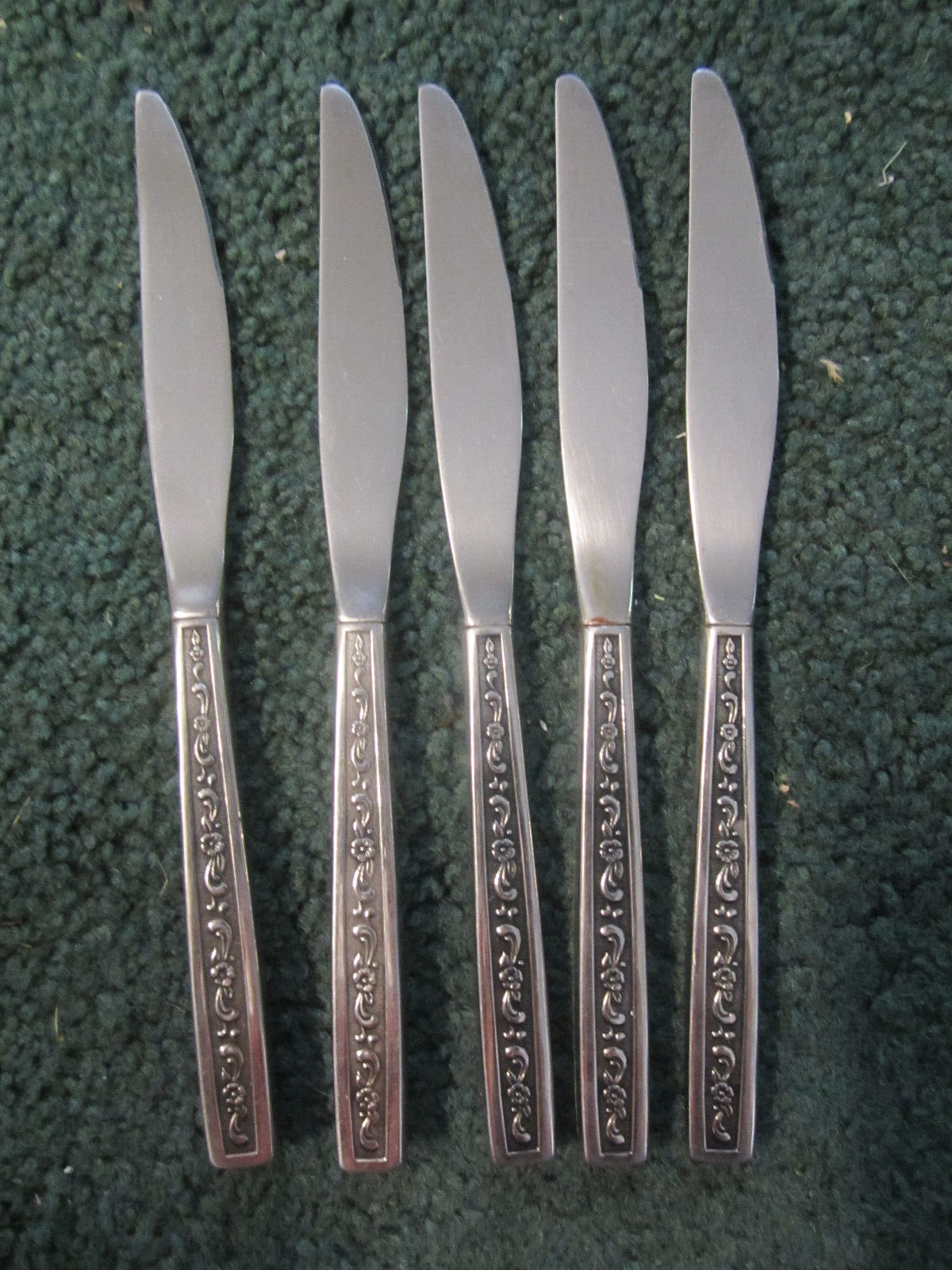5  dinner knives knife,West Bend Fernwood  VTG Stainless Flatware USA,set lot