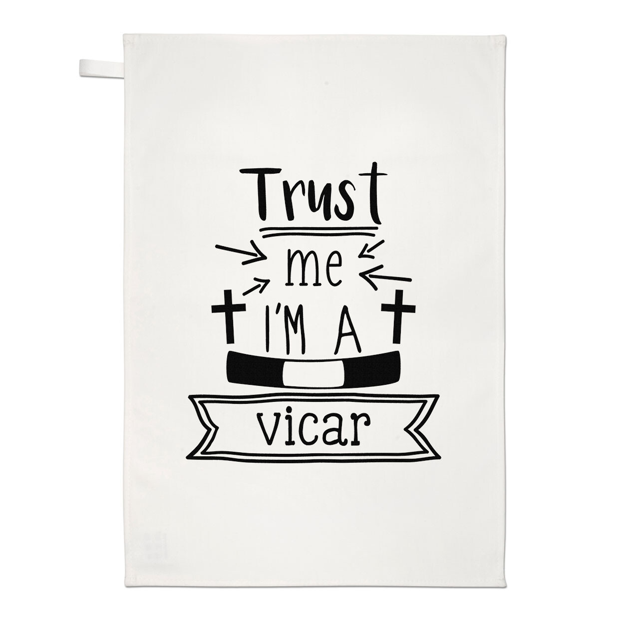 Trust Me I'm A Vicar Tea Towel God Jesus World's Best Awesome Birthday Church