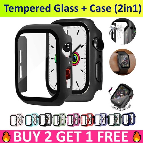 Relógio Para Apple Series 6 5 4 SE 38 40 42 44mm protetor de tela de vidro  Capa | eBay
