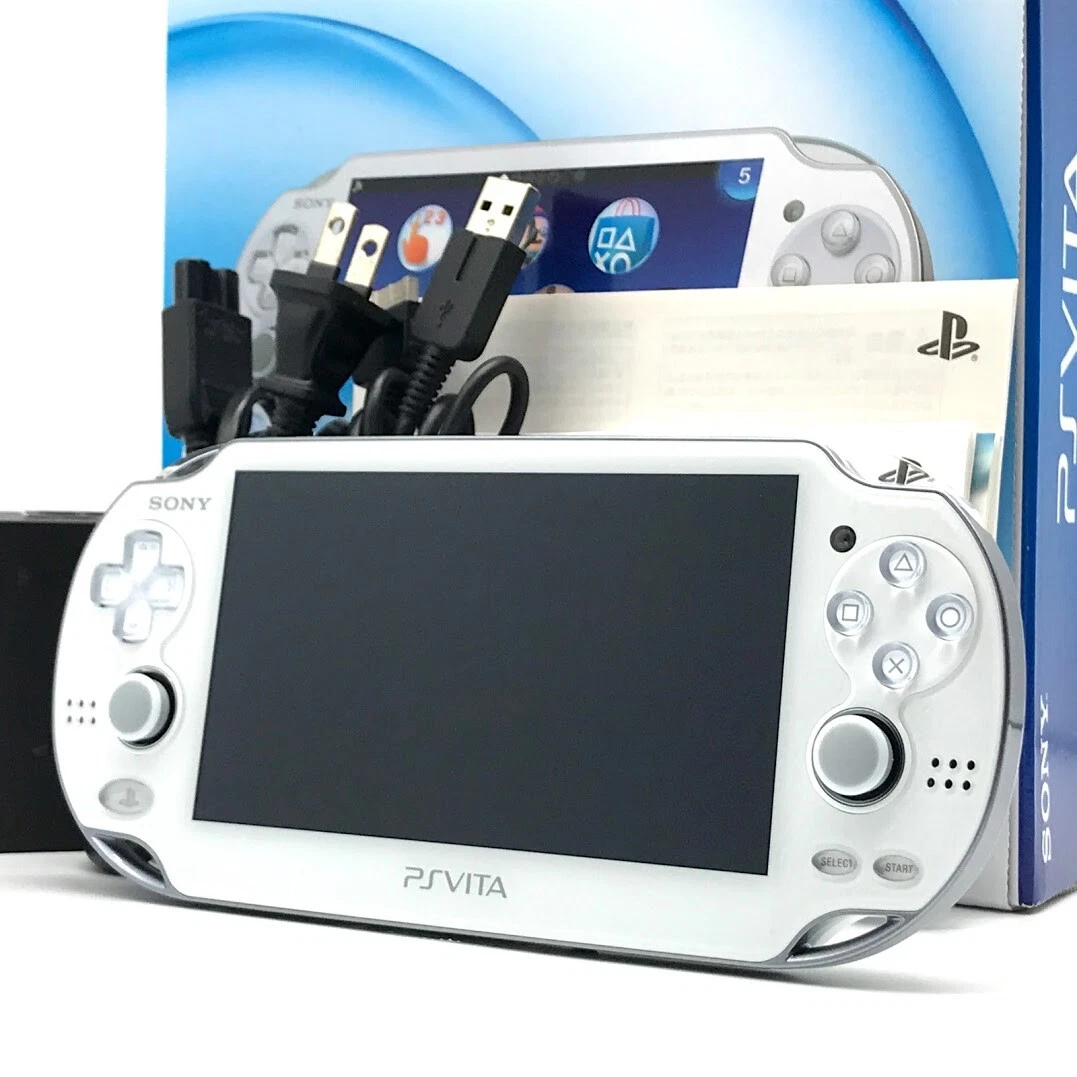 SONY PS Vita Crystal White PCH-1100 OLED Wi-Fi w/ Charger, Box