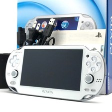 SONY PS Vita Crystal White PCH-1100 OLED Wi-Fi FW:3.15 w/ Charger, Box "Mint"