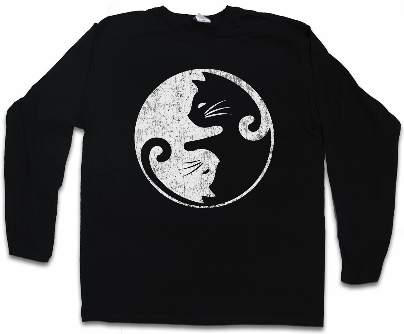 ALTRA T shirt uomo manica lunga Cats Yin & Yang e simbolo Cat Circle Sign Fun Lover Love