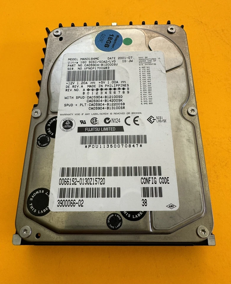 Sun 390-0066 18.2GB 3.5-inch 10K RPM LVD Ultra-3 SCSI 80pin HDD MAN3184MC Tested - Image 3 of 4