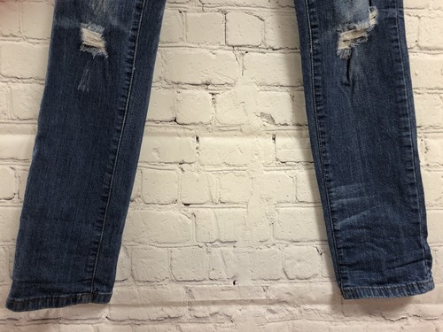 Indigo Rein Jeans Size 1 Blue Skinny Distressed Torn Straight 5 Pocket Juniors - Picture 4 of 12