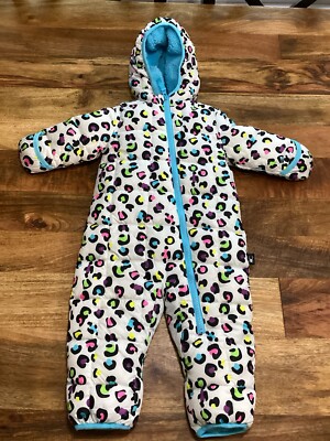 Spyder Infant Colorful Leopard Fleece Lined Snowsuit Sz 9/12 Months