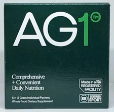 Official ATHLETIC GREENS AG1 5 Single Serving Travel Packet Supplement Pouches