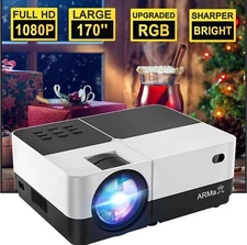 Movie Video Projector with Full HD 1080P TV Stick HDMI VGA USB NEW IN BOX (SP1)