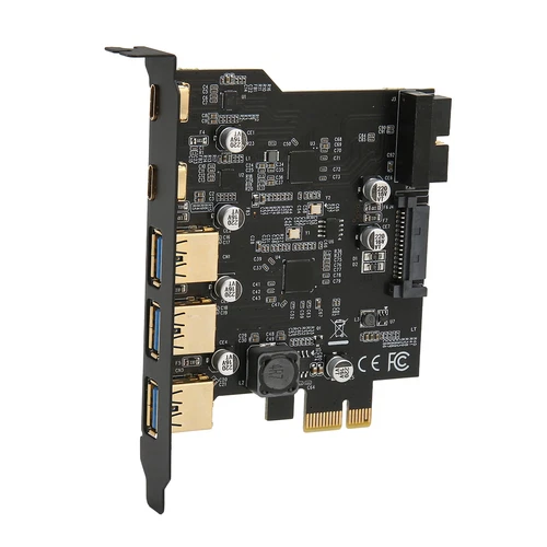 Pcie 1X To Usb Expansion Card 3Xusb3.0 2Xtype C 19Pin 5 Port Expansion Ada