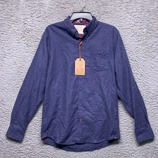 Weatherproof Shirt Mens S Small Blue Solid  Button Up Long Sleeve Pocket