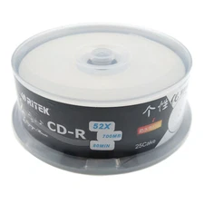 25pcs CD-R Blank Disc 700MB 80min Black Bottom Recordable Full Inkjet Printable