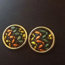Vintage sarah Coventry Mult color and gold tone circle clip on earrings