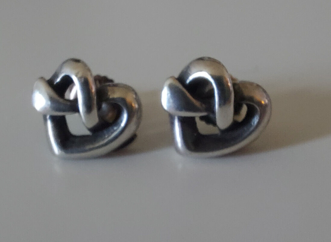 James Avery Sterling Heart Knot Stud Earrings Gem