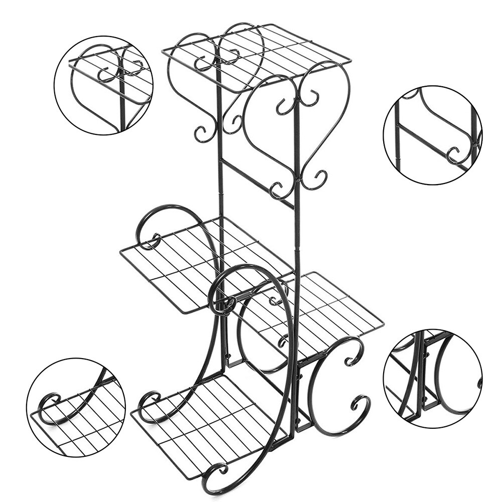 4Tier Metal Plant Stand Home Indoor Outdoor Garden Flower Pot Shelf