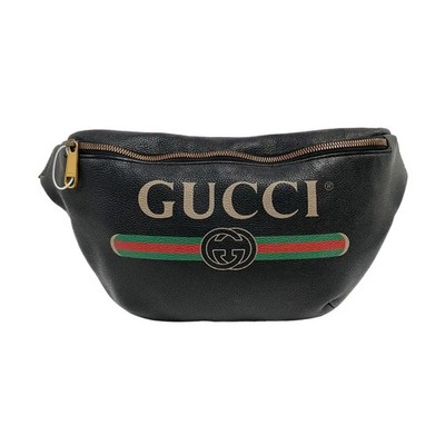 GUCCI Print Shoulder bags Leather Black Free Shipping