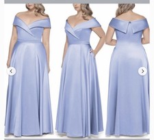New With Tags Xscape Ice Blue Off Shoulder Size 22 Evening Gown