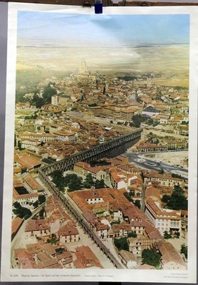 Vintage Picture Poster Wall Chart Segovia Spain the City Roman Aqueduct