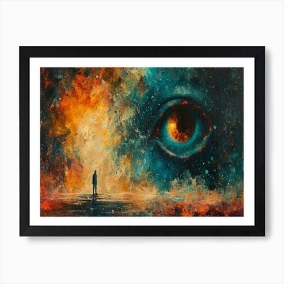 Digital Fusion: Human and Virtual R Framed Wall Art Poster Canvas Print Picture