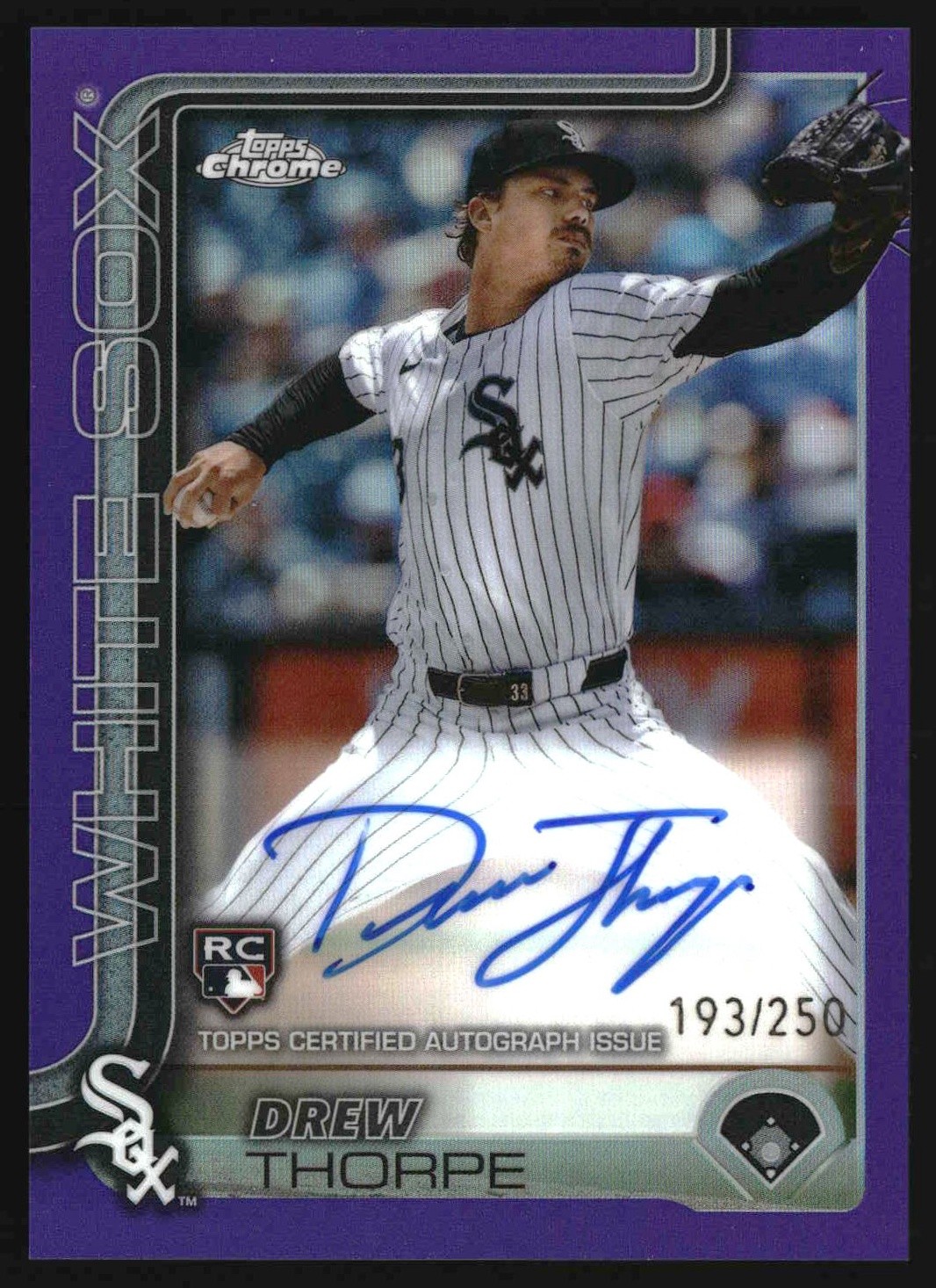 Drew Thorpe 2025 Topps Chrome #RA-DT Rookie Autographs Purple Refractor #/250