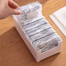 Data Cable Storage Box Desktop Cable Organizer 7 Compartment Wire Cord Holder