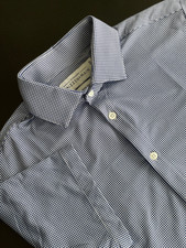 NWOT MIZZEN MAIN Spinnaker Trim Fit Button Up SS Micro Check Shirt Blue White M