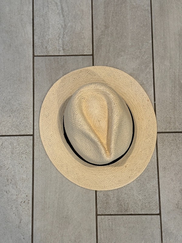 LUCKY BRAND Women's Straw Fedora Hat Tan Cream Wide Brim Adjustable OSFM