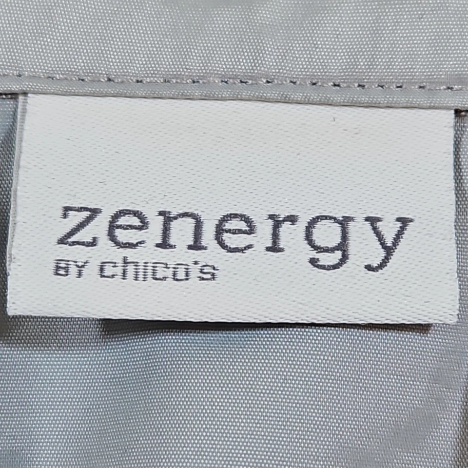 Zenergy by Chico's Gray/Silver Sheen Lightweight Jacket Size 2/US L 3/4 sleeve - Image 3 of 4