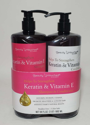 Beauty Untouched Keratin & Vitamin E 32oz Shampoo & Conditioner Set-NEW