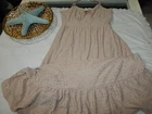 nwot Beige Eylet Long maxi Dress Spaghetti straps Lined SO CUTE xl