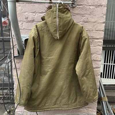 Vintage 40s WWII Parka B-9 Flight US Military Fur Hood Quilted