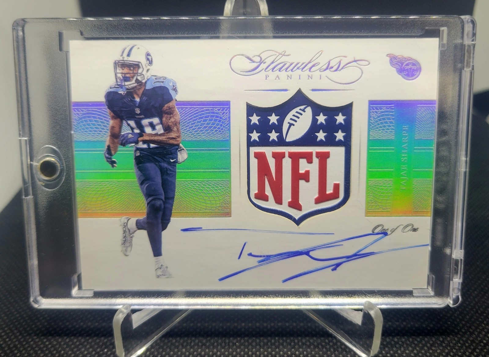 2017 Flawless Tajae Sharpe Rookie Shield Auto 1/1 view 1