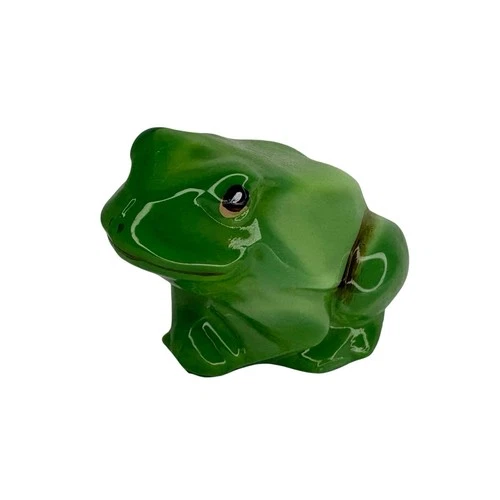 Fenton Art Glass Jade Green Frog Figurine Signed Vintage