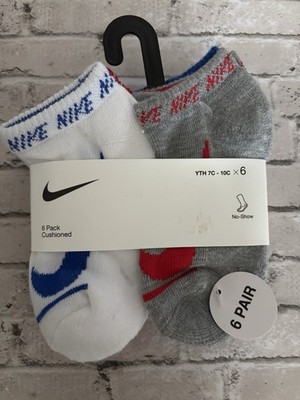 Boys Nike Set Of 6 Pairs Of Socks Size 7C-10C (4-5) Cushioned No Show NWT