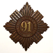 BRITISH MILITARY CAP BADGES, 91st Argyllshire Highlanders Regt of Foot, 1874-81