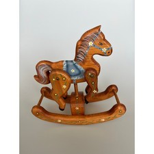 Vintage Handmade Handpainted Wooden Rocking Horse w/ Moveable Legs  10" Tall