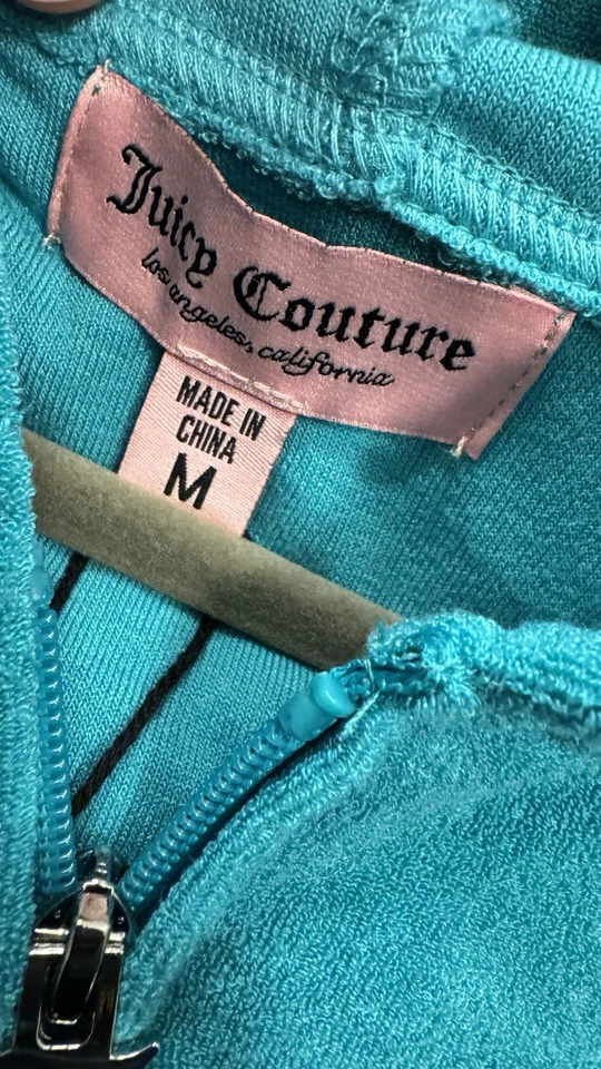 Sudadera con capucha y pantalones cortos Juicy Couture Terrycloth Coastal Teal manga corta, talla M nueva con etiquetas Foto 3 de 4