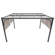 Gazebo pergola 3 x 4 M con telo scorrevole beige e struttura in acciaio nera