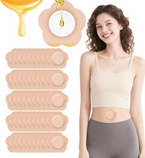 50PCS Castor Oil Patches, Organic Castor Oil Pack Wrap, Beige Disposable Self-Ad