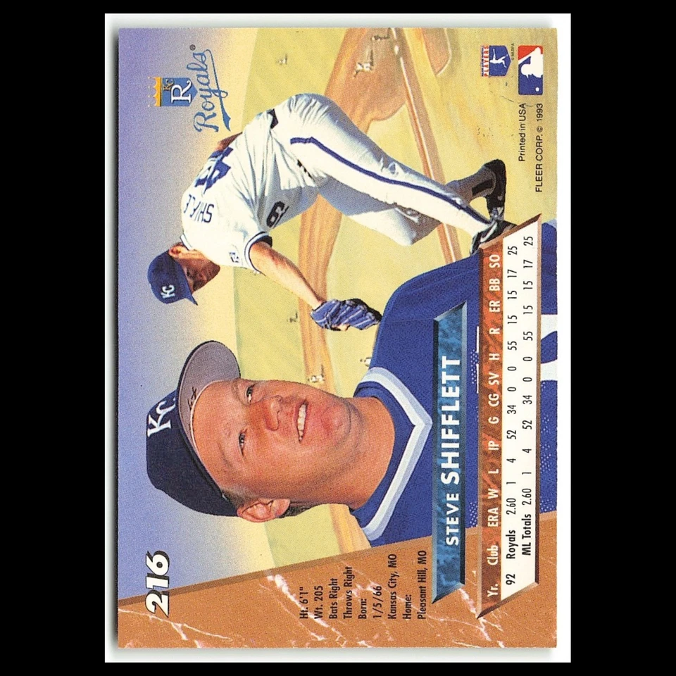 Steve Shifflett #216 1993 Fleer Ultra Kansas City Royals Baseball Card MLB NM - Image 2 of 3