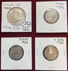 4 USA Coins 1/2 Kennedy Dollar 1968 & 3 Nickels 1946 1964 1965 Free Shipping