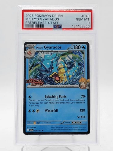 MISTY'S GYARADOS 2025 DESTINED RIVALS PRERELEASE STAFF #049 PSA 10 Q3963