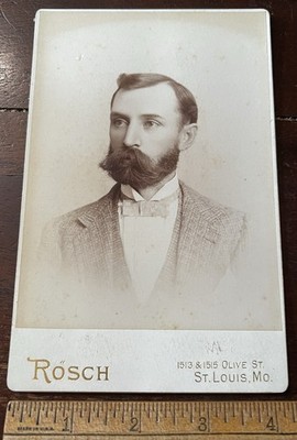 Cabinet Photo Man with Full Moustache and Beard by Rosch, St. Louis MO